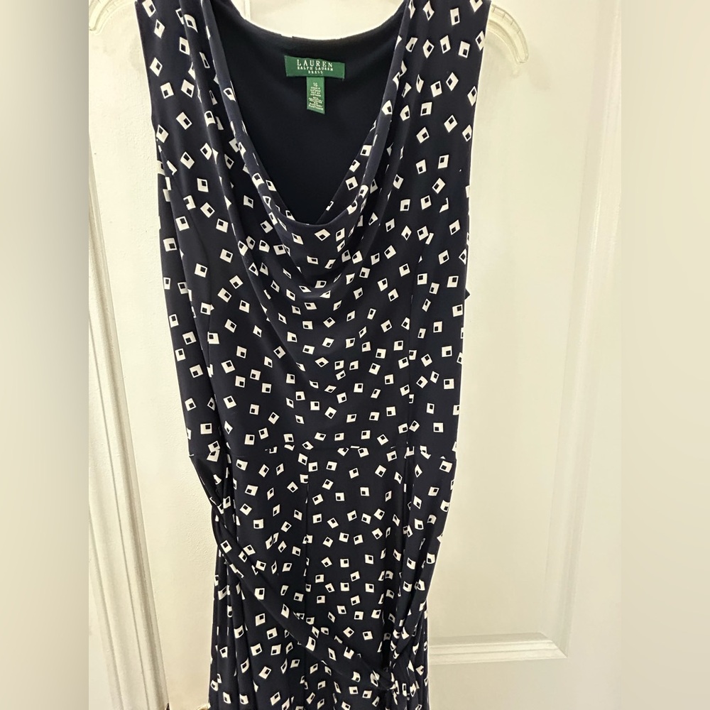 Lauren Ralph Lauren Navy Dress with Geometric Pattern